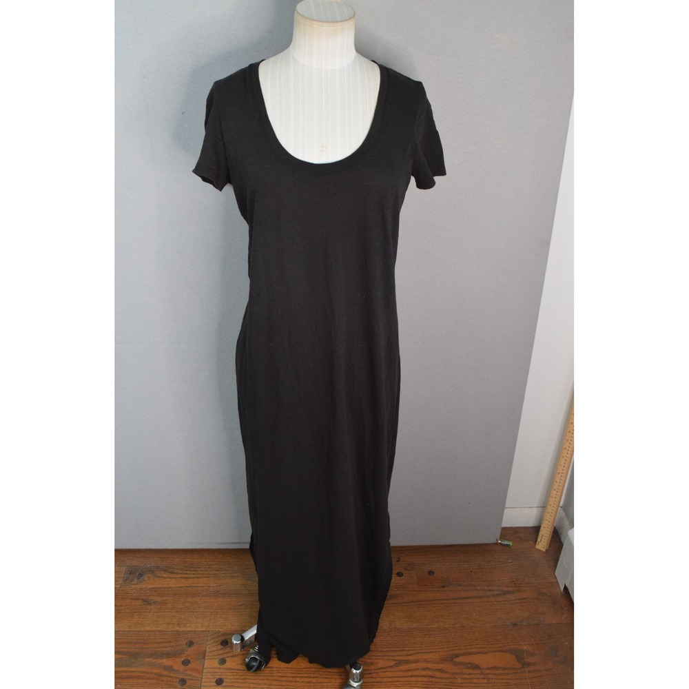 Theory Cherryal T Shirt Maxi Dress Gray Cotton Scoop Neck Women Slit Classic